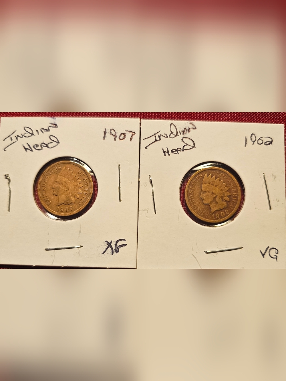 Indian Head Penny's, 1902, 1907.